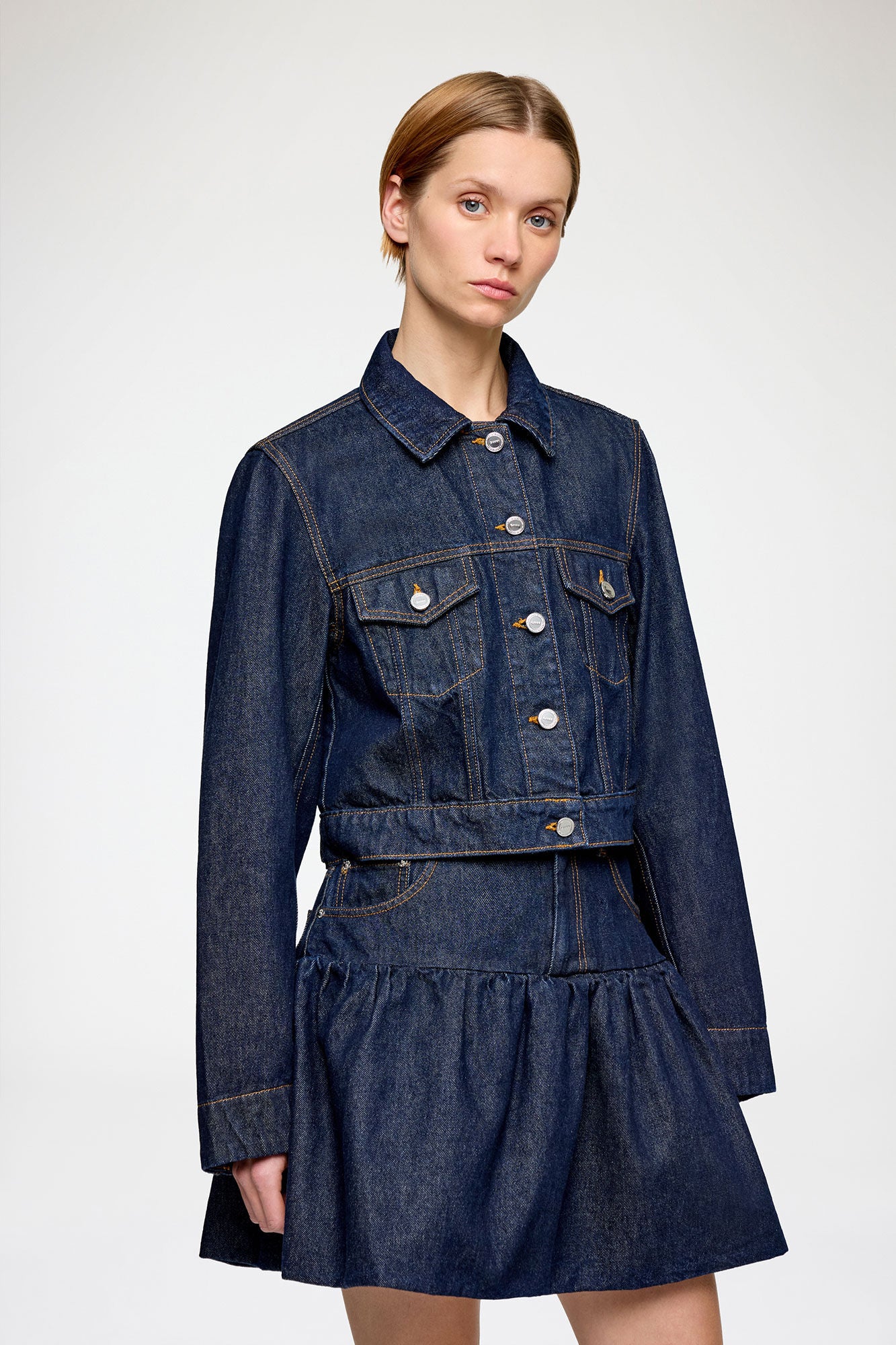 Ganni - Jakke - Blue Rinse - Denim Cropped Jacket
