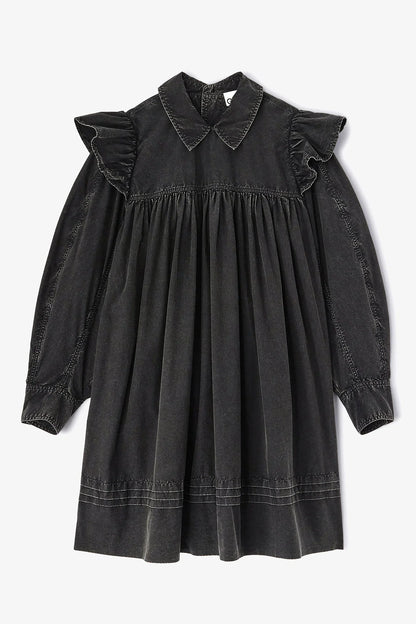 Ganni - Kjole - Jet Black - Flæsekjole