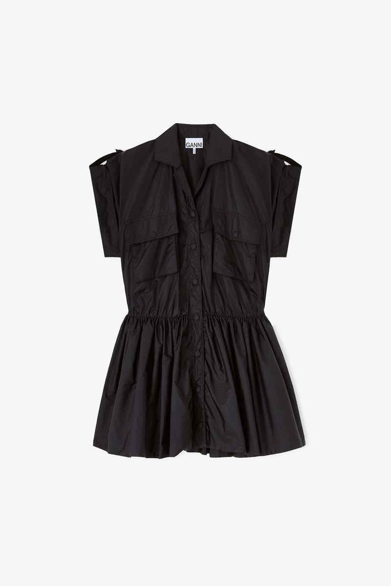 Ganni - Kjole - Black - Flyweight Nylon Mini Utility Dress