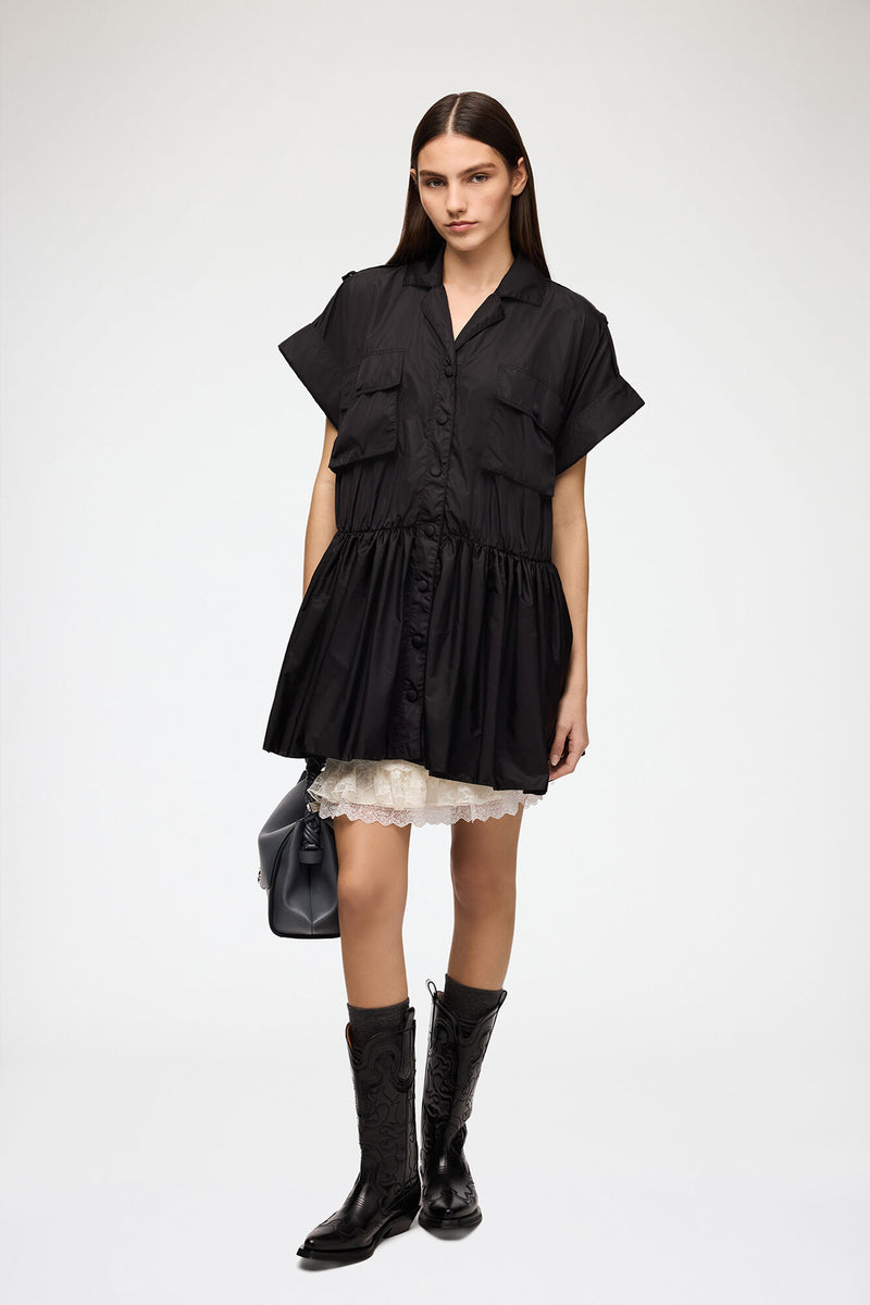 Ganni - Kjole - Black - Flyweight Nylon Mini Utility Dress