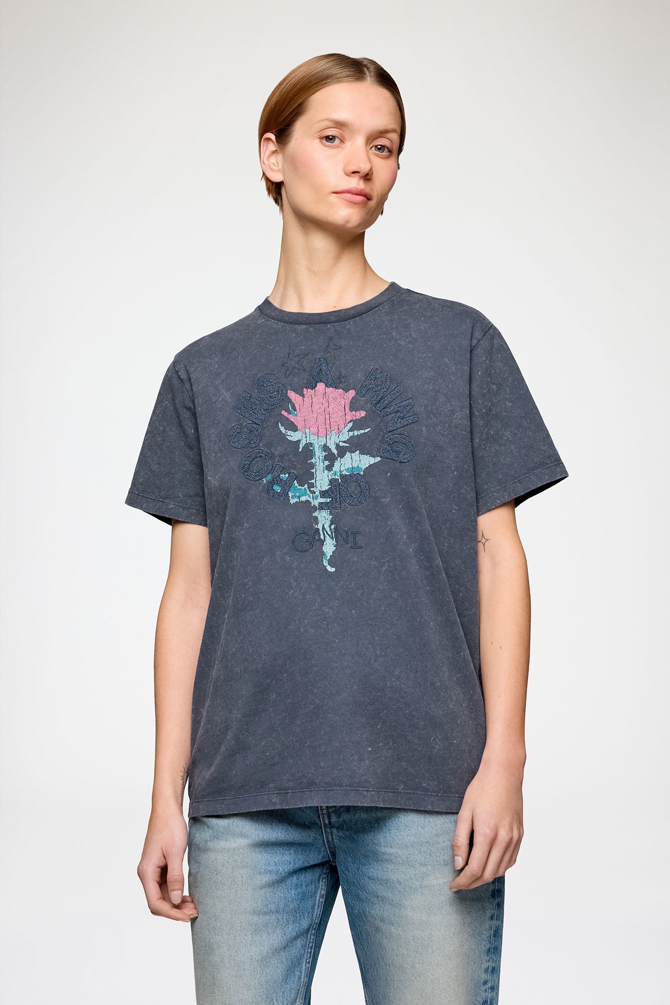 Ganni - T-shirt - Phantom - Future Heavy Jersey Oversized T-shirt