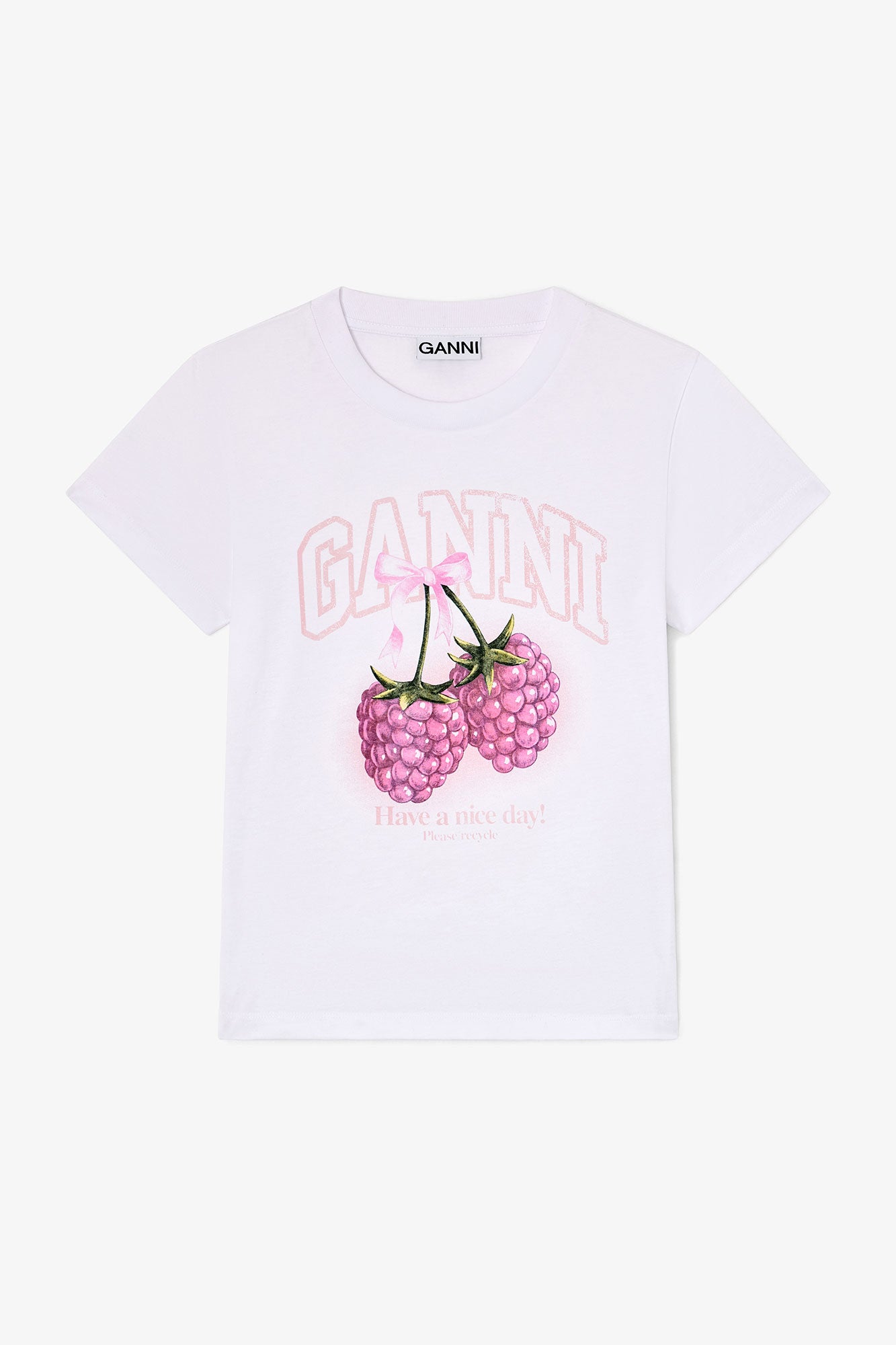 Ganni - T-shirt - Hvid - Baby Fit T-shirt Raspberry