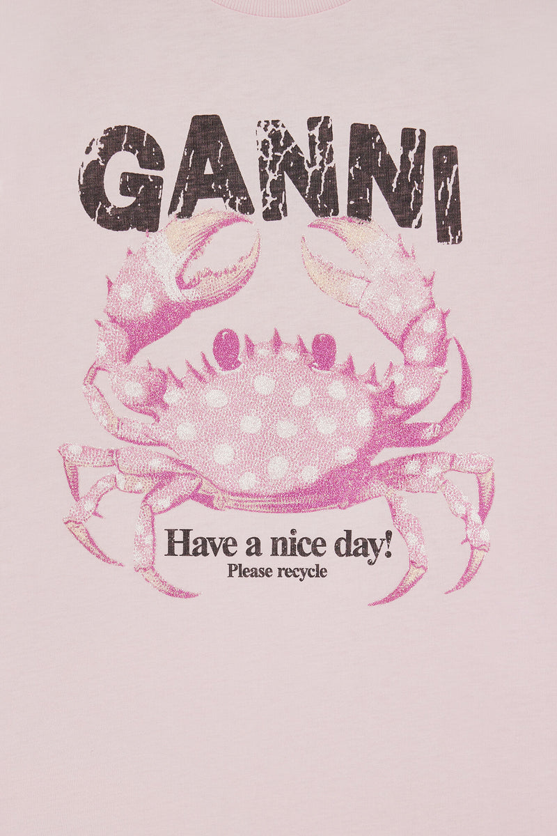 Ganni - T-shirt - Lyserød - Basic Cotton Jersey Crab T-shirt