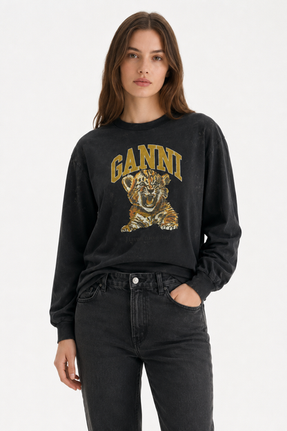 Ganni - Sweatshirt - Phantom - Future Jersey Longsleeve Tiger