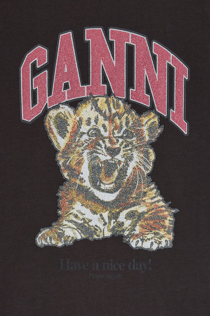 Ganni - T-shirt - Sort - Heavy Cotton Jersey tiger caviar