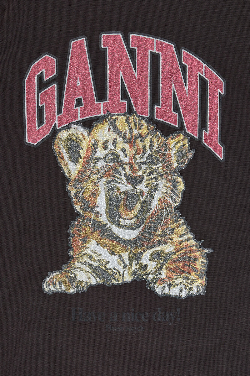 Ganni - T-shirt - Sort - Heavy Cotton Jersey tiger caviar