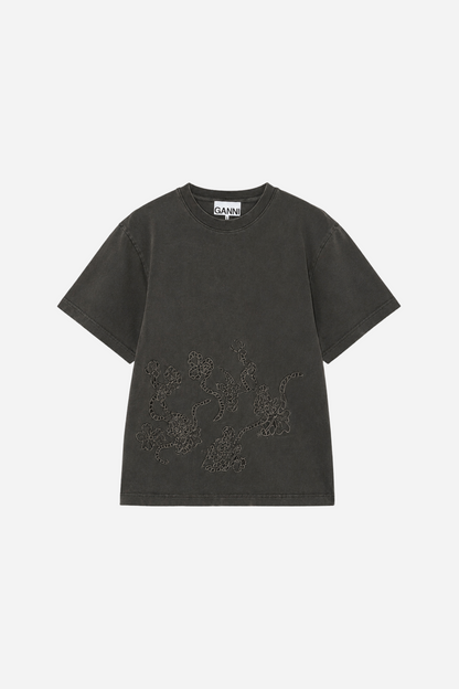 Ganni - T-shirt - Phantom - Embroidery Anglais