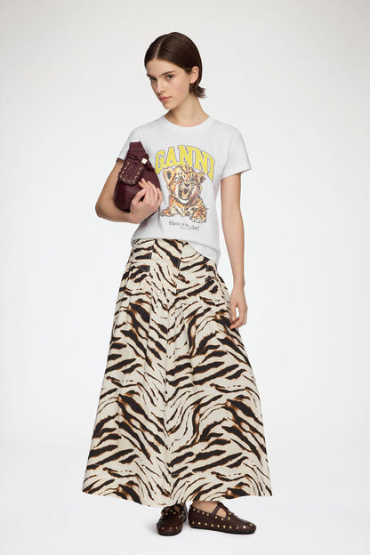 Ganni - T-shirt - Hvid - Basic Cotton Jersey Baby Fit Tiger