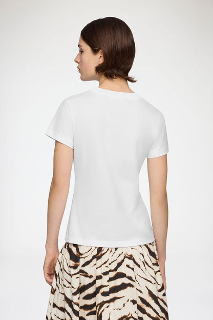 Ganni - T-shirt - Hvid - Basic Cotton Jersey Baby Fit Tiger