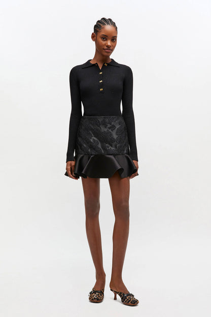 GANNI - Bluse - Sort - Sequin polo