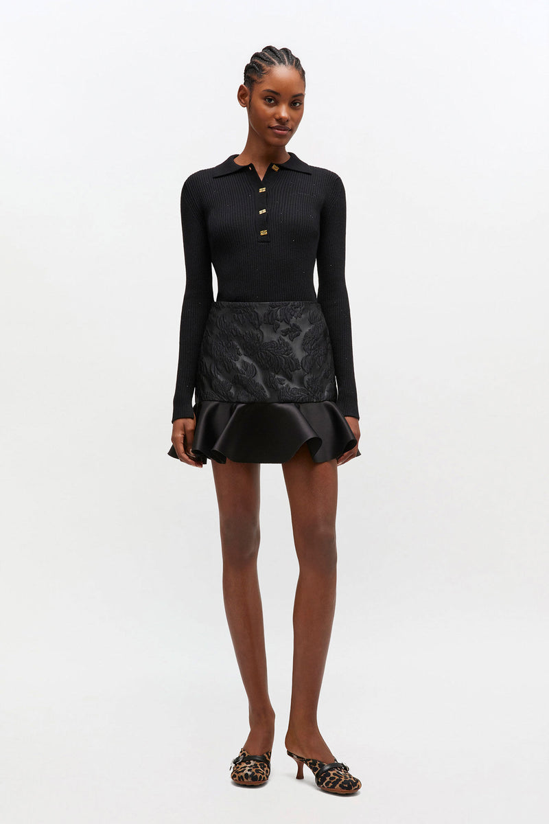 GANNI - Bluse - Sort - Sequin polo