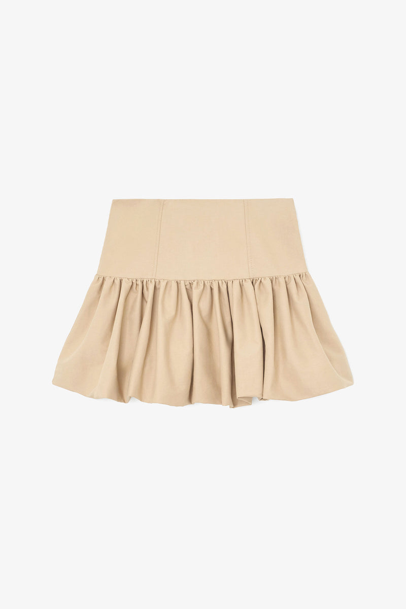 Ganni - Nederdel - Warm Sand - Double Cotton Mini Skirt