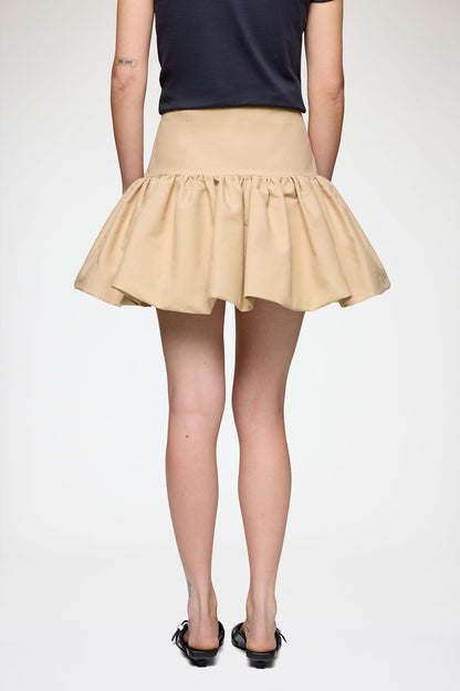 Ganni - Nederdel - Warm Sand - Double Cotton Mini Skirt