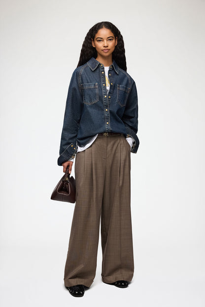 Ganni - Skjorte - Dark Blue Vintage - Batwing Denimskjorte
