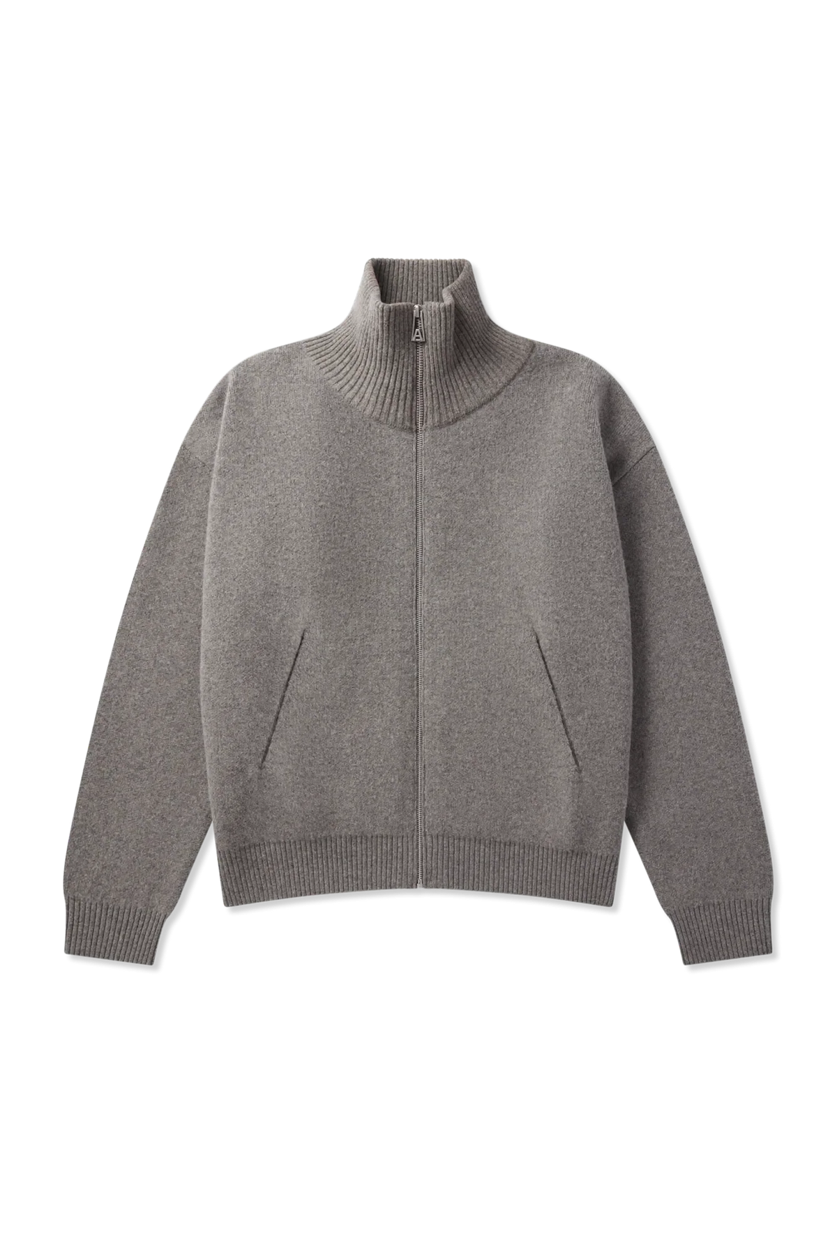 Core Zip-Up Sweater fra Axel Arigato er en blød, strikket cardigan i farven Grey Melange
