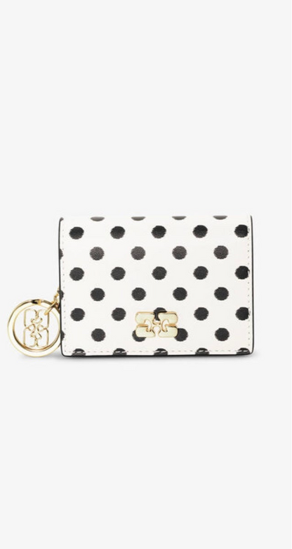 Ganni - Card Holder Bou - Dots w. flap - Egret