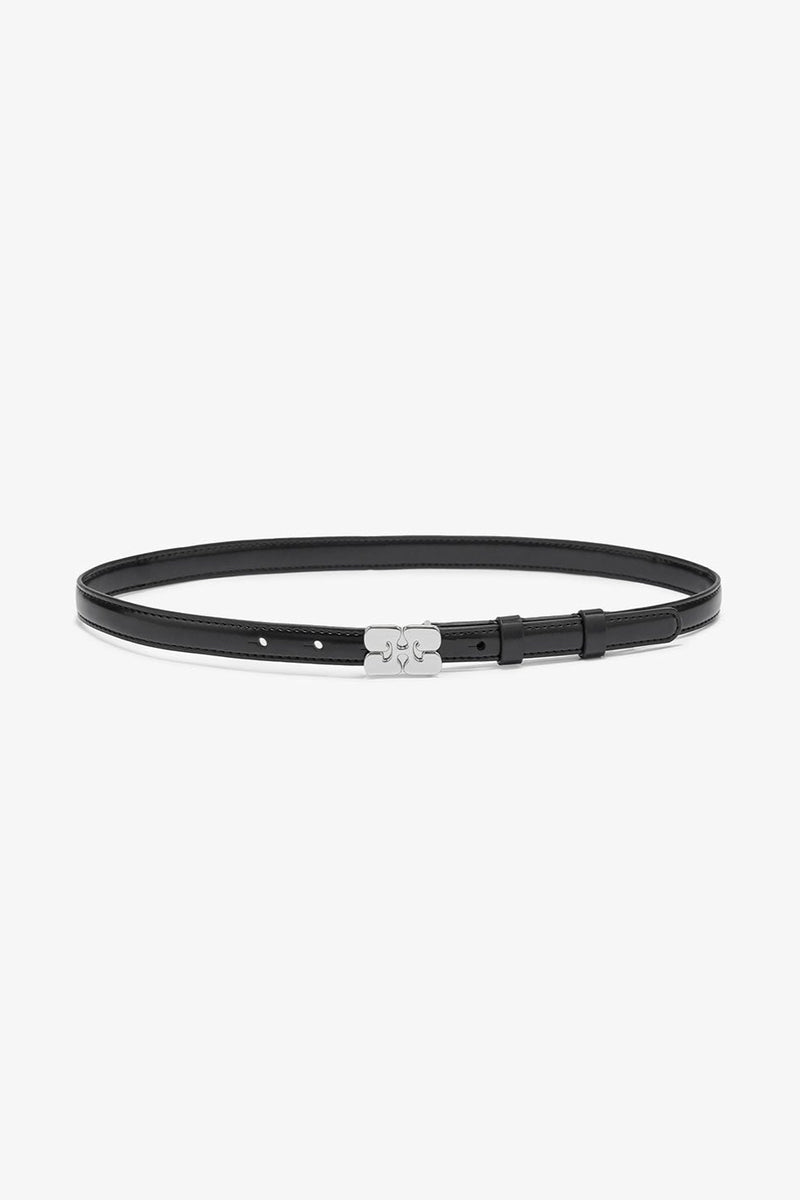 Ganni - Bælte - Black Patent - Slim bou A7112