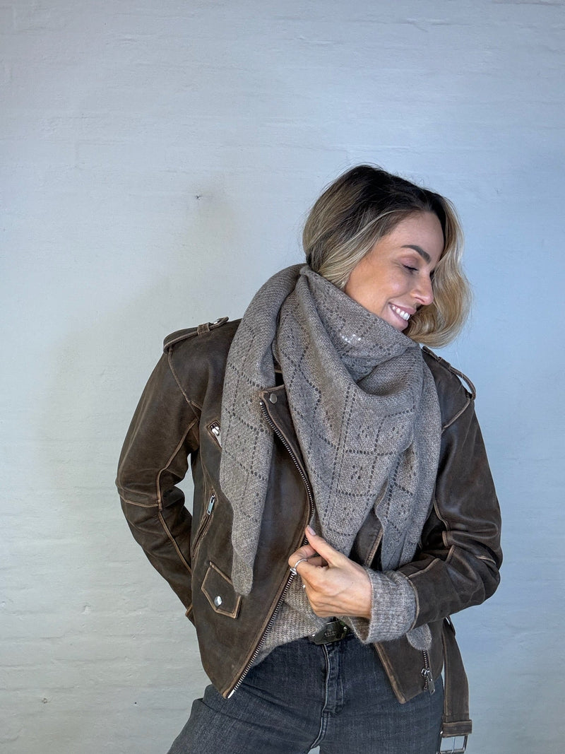 Triangle trinity cashmeretøklæde stor 100% Cashmere Khaki - Andcopenhagen
