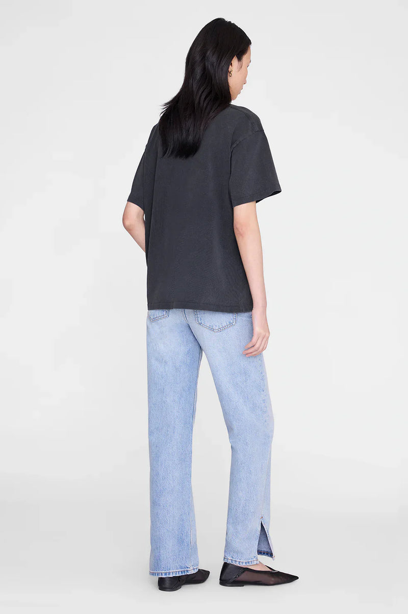 Anine Bing - T-shirt - Washed Black - Cade Tee Melrose Stencil