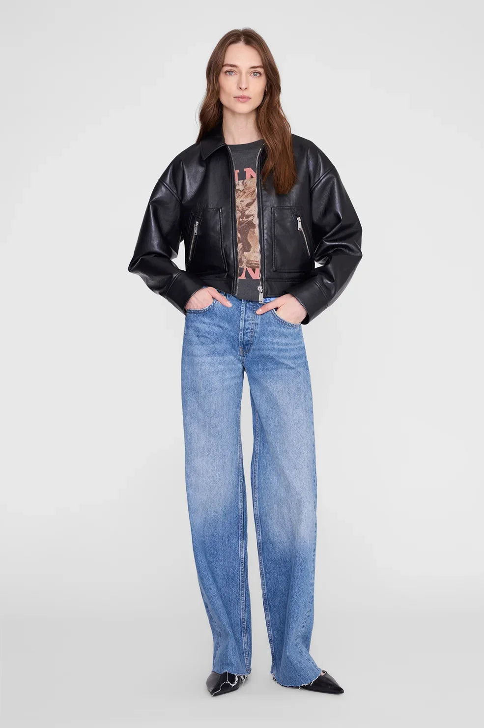 Anine Bing - T-shirt - Washed Black - Cade tee Tiger Bing