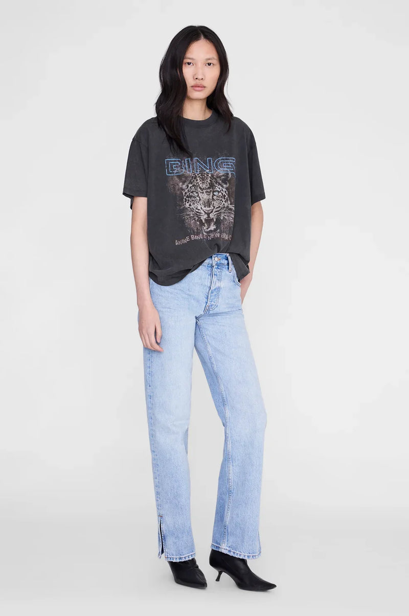 Anine Bing - T-shirt - Washed Black - Cade Tee Leo Muse