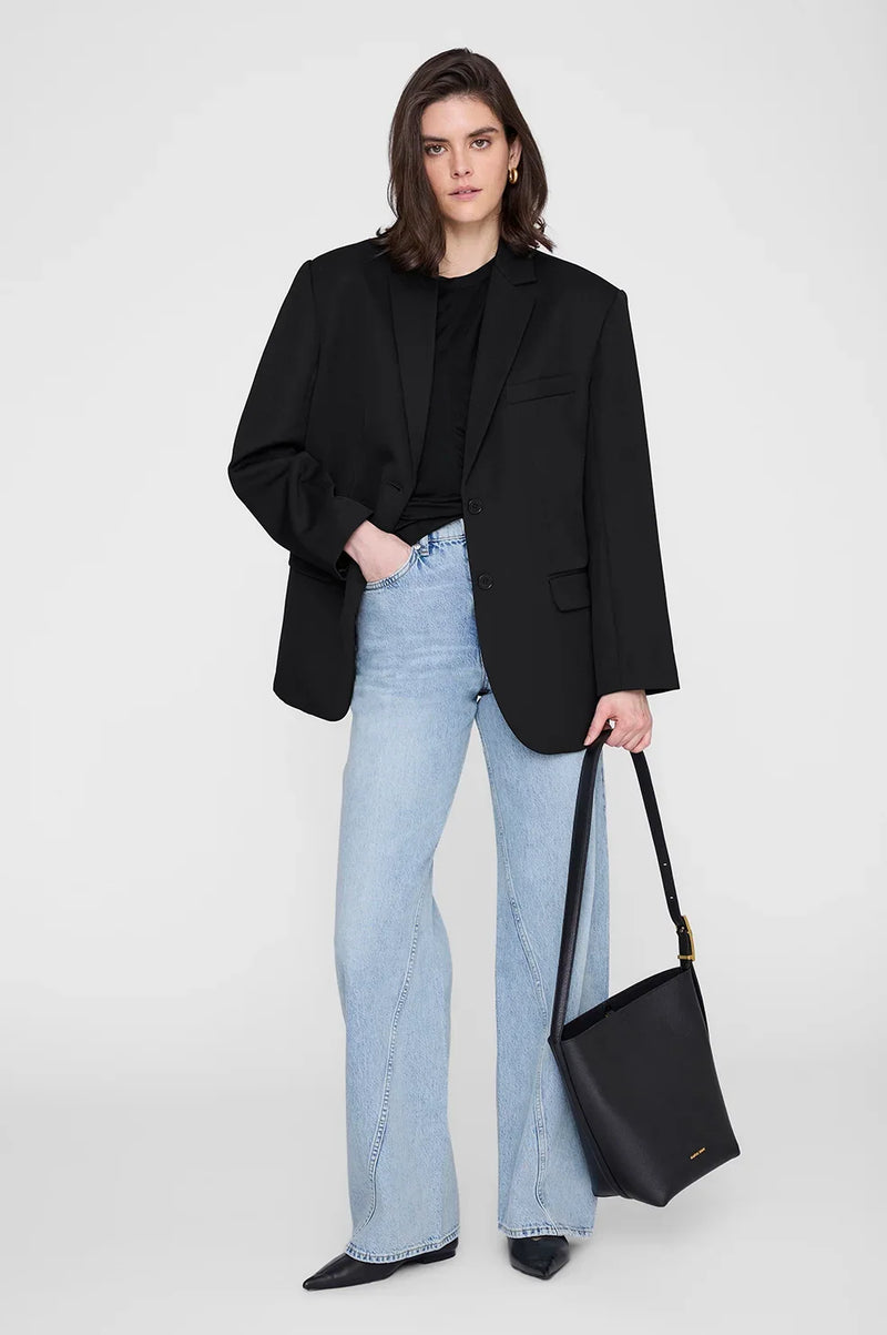Anine Bing - Taske - Black - Elly Medium Bucket Bag Grained Leather