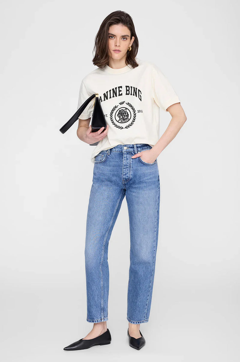 Anine Bing - T-shirt - Washed Cream - Jaylin Collegiate