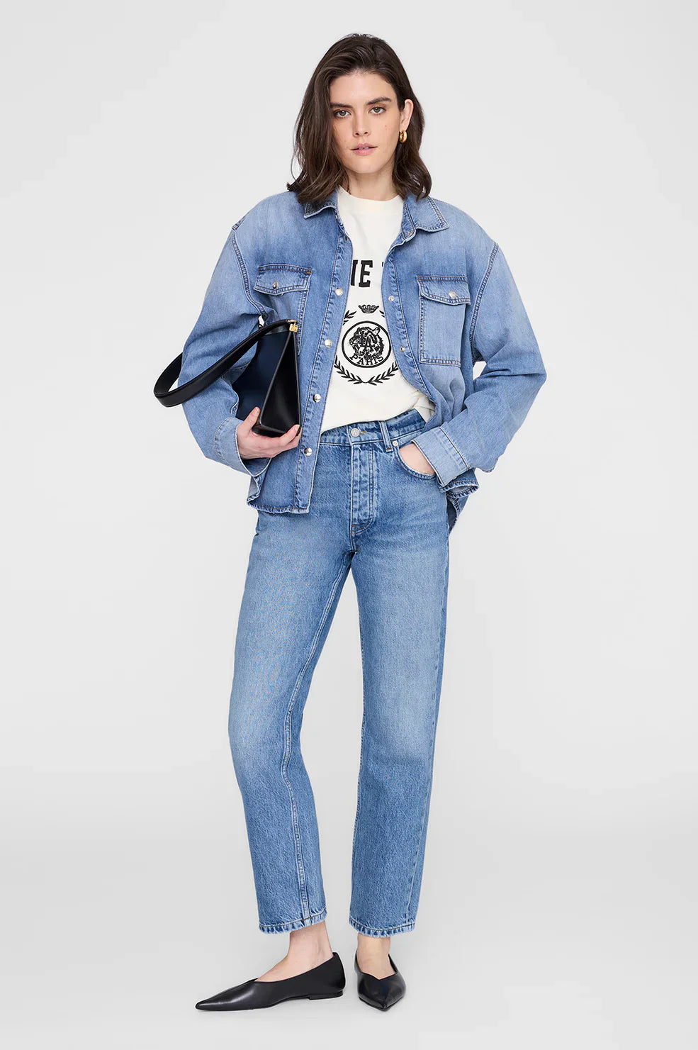 Anine Bing - T-shirt - Washed Cream - Jaylin Collegiate