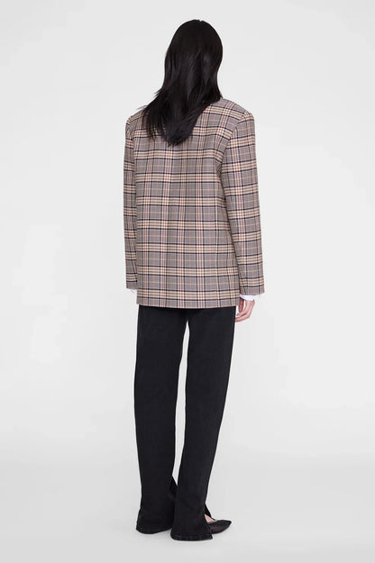 Anine Bing -Blazer - Beige and Navy Checks - Quinn