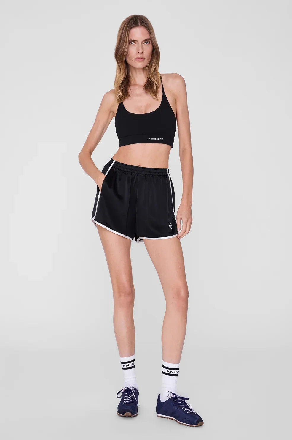 Anine Bing - Sokker - White and Black Stripe - Sully Sporty