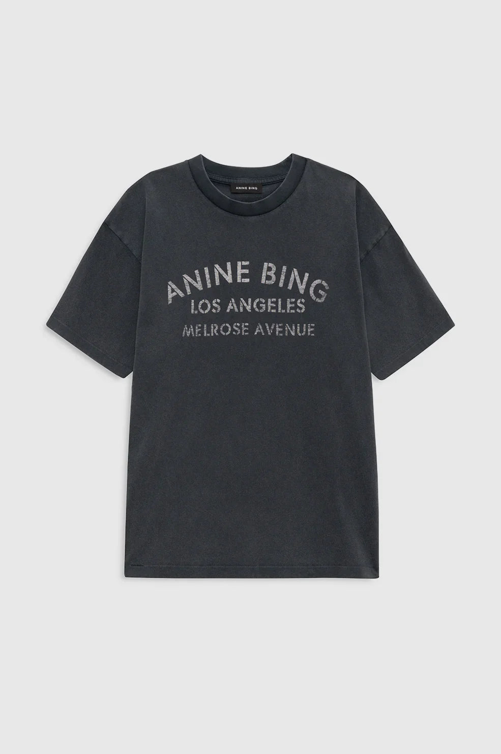 Anine Bing - T-shirt - Washed Black - Cade Tee Melrose Stencil