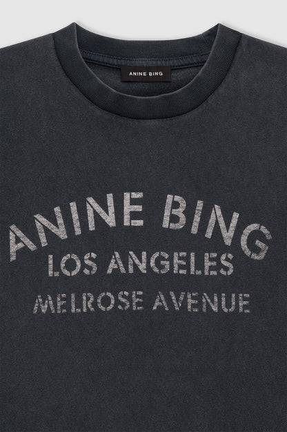 Anine Bing - T-shirt - Washed Black - Cade Tee Melrose Stencil