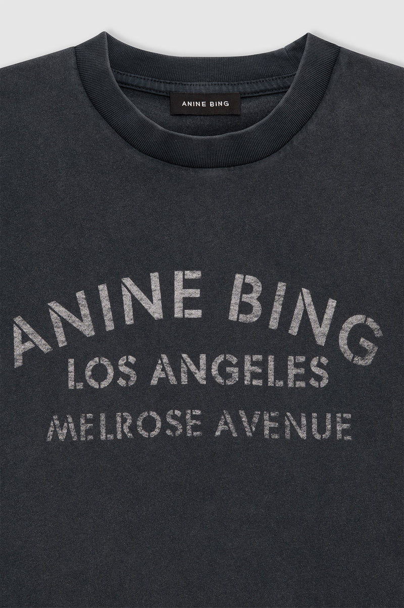 Anine Bing - T-shirt - Washed Black - Cade Tee Melrose Stencil