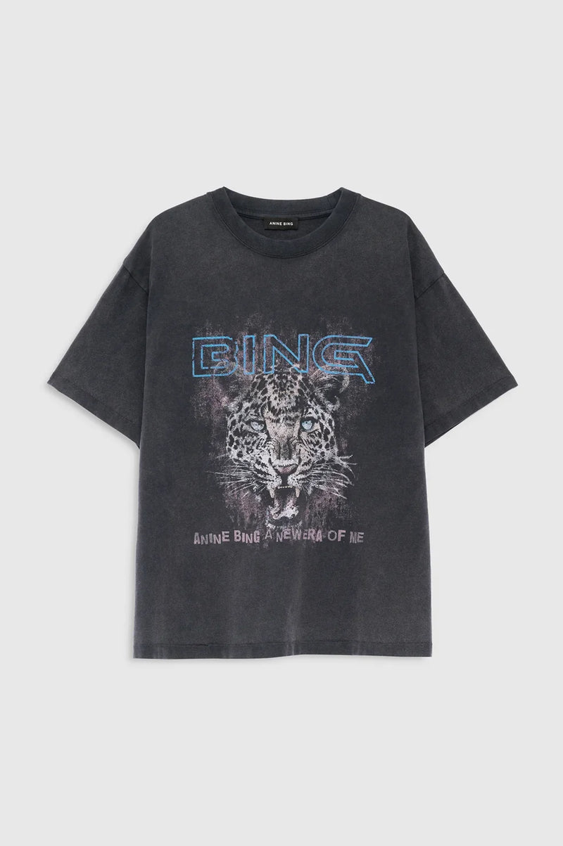 Anine Bing - T-shirt - Washed Black - Cade Tee Leo Muse