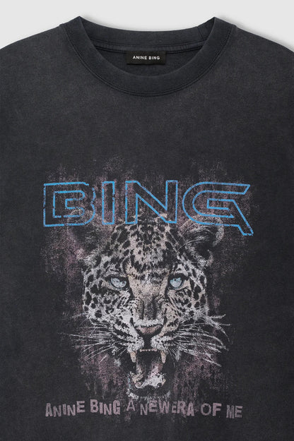 Anine Bing - T-shirt - Washed Black - Cade Tee Leo Muse