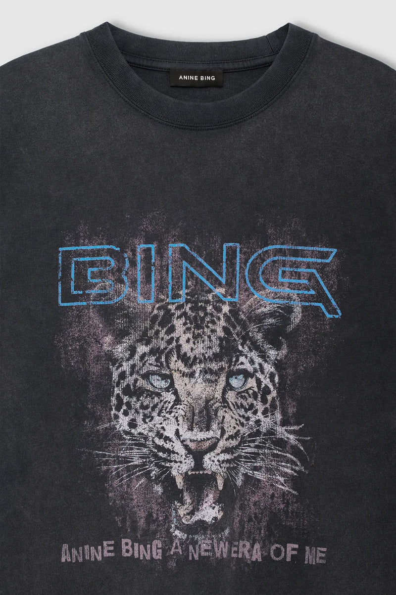 Anine Bing - T-shirt - Washed Black - Cade Tee Leo Muse