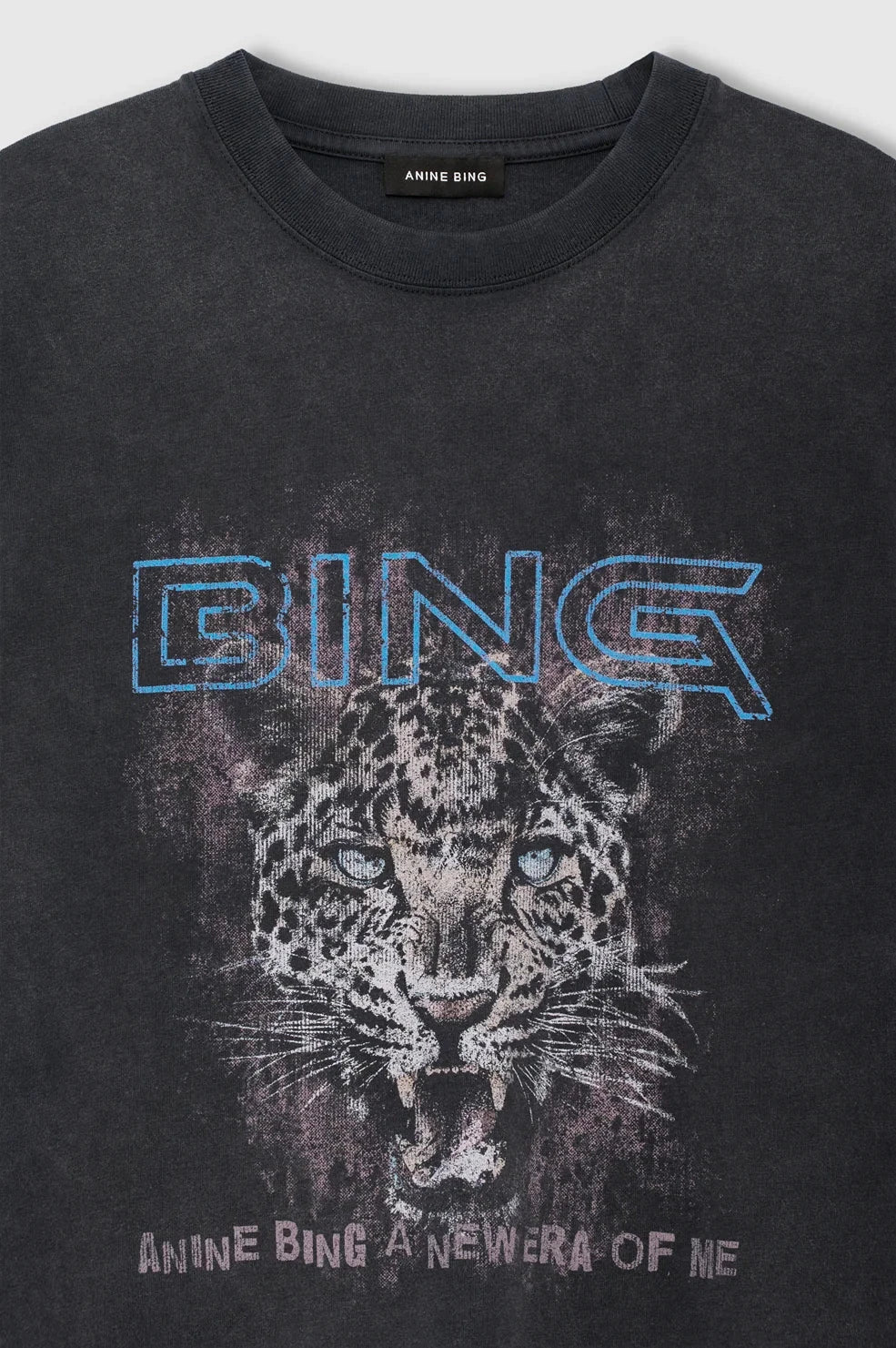 Anine Bing - T-shirt - Washed Black - Cade Tee Leo Muse