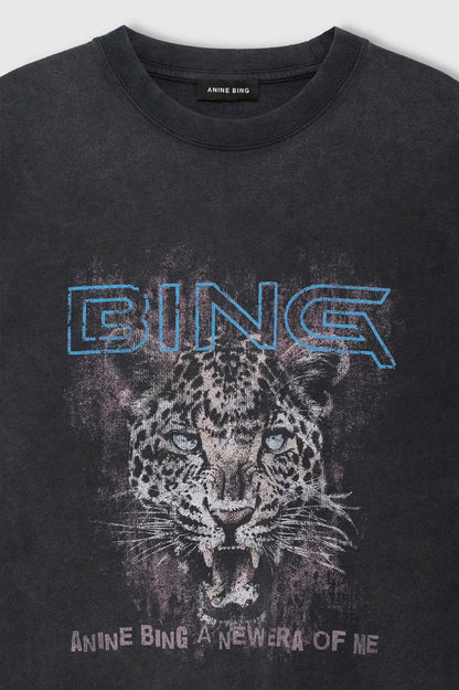 Anine Bing - T-shirt - Washed Black - Cade Tee Leo Muse