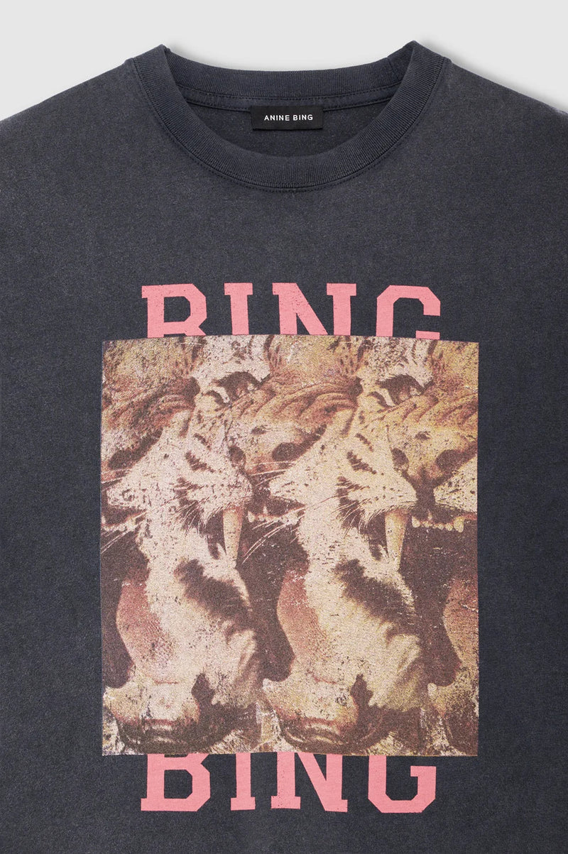 Anine Bing - T-shirt - Washed Black - Cade tee Tiger Bing