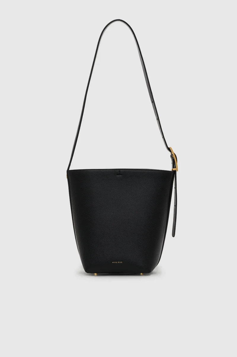 Anine Bing - Taske - Black - Elly Medium Bucket Bag Grained Leather
