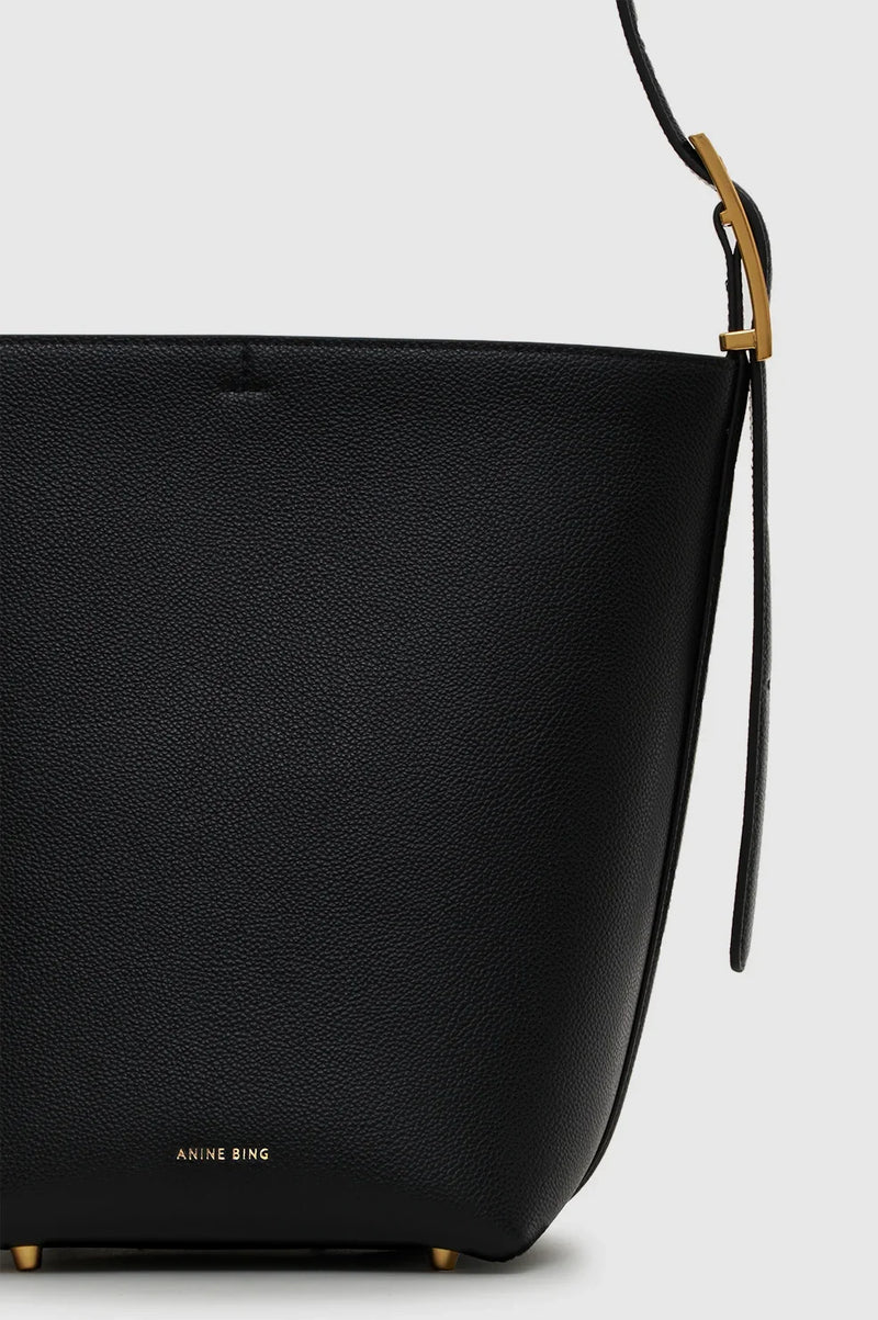 Anine Bing - Taske - Black - Elly Medium Bucket Bag Grained Leather