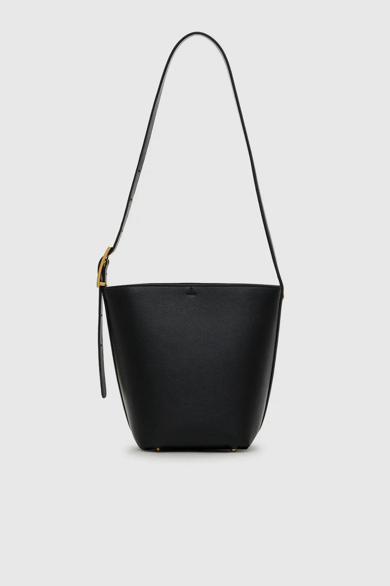 Anine Bing - Taske - Black - Elly Medium Bucket Bag Grained Leather