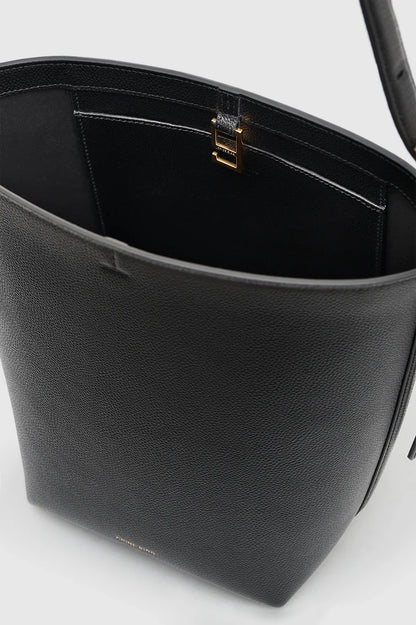 Anine Bing - Taske - Black - Elly Medium Bucket Bag Grained Leather