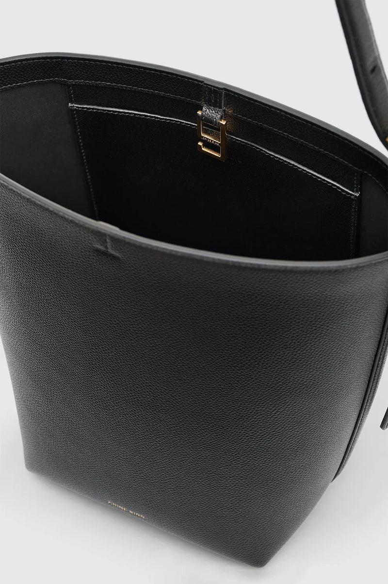 Anine Bing - Taske - Black - Elly Medium Bucket Bag Grained Leather