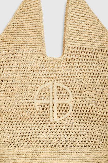 Anine Bing - Strandtaske - Natural - Leah Logo Hobo Raphia