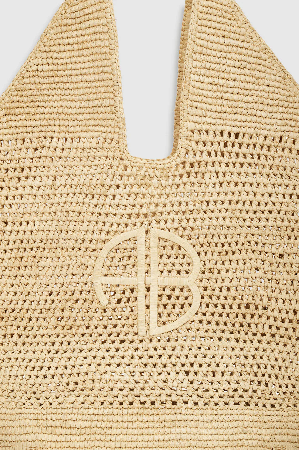 Anine Bing - Strandtaske - Natural - Leah Logo Hobo Raphia