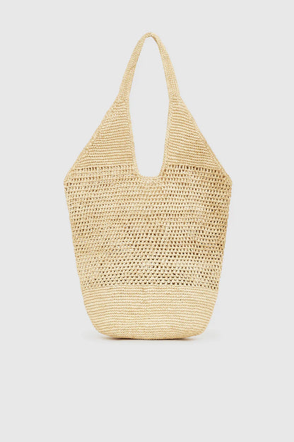 Anine Bing - Strandtaske - Natural - Leah Logo Hobo Raphia