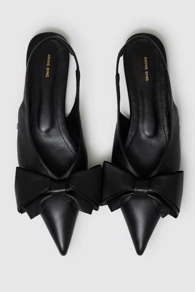 Anine Bing - Ballerina - Black - NINA SLINGBACK FLATS WITH BOW