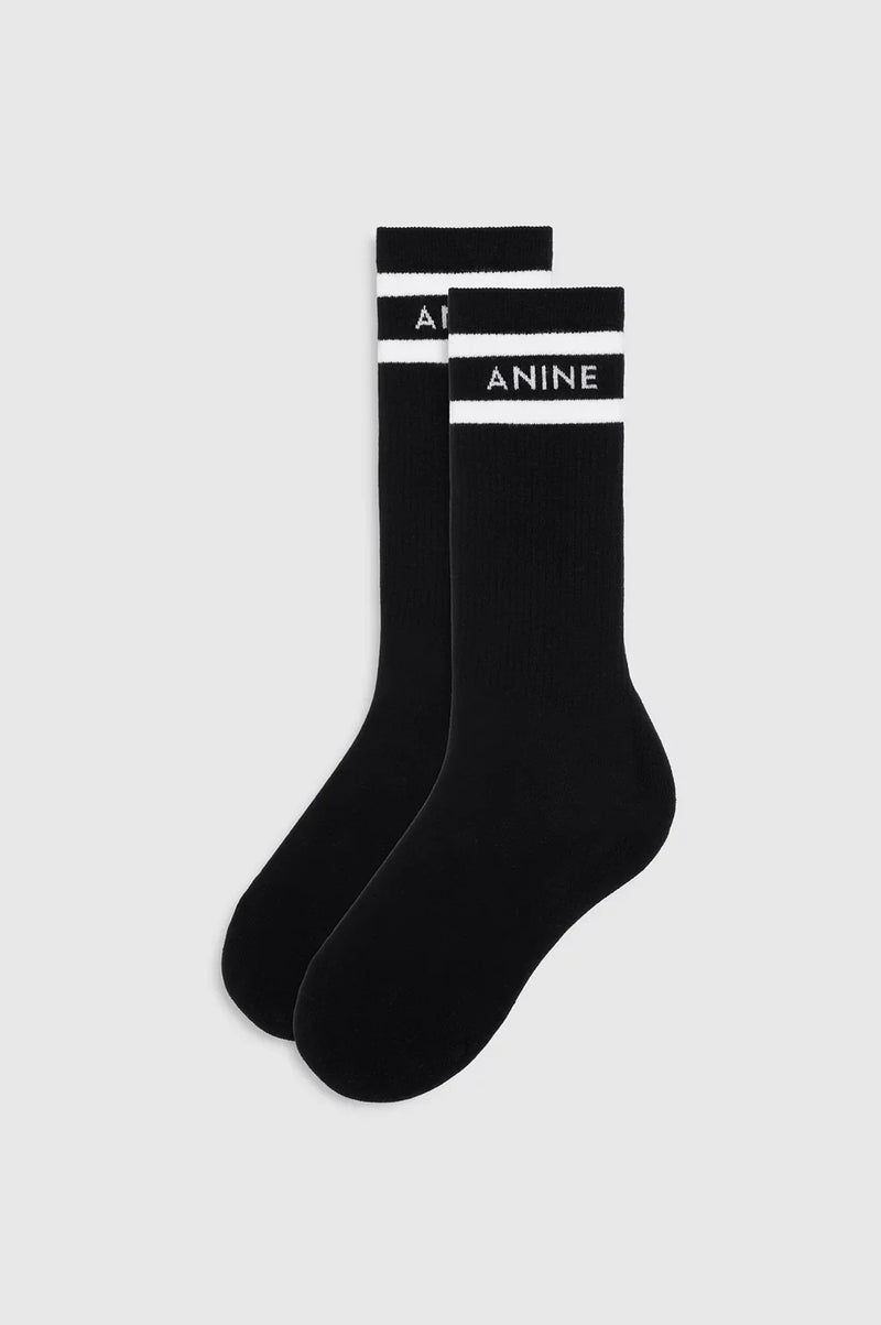 Anine Bing - Sokker - Black and White Stripe - Sully Sporty