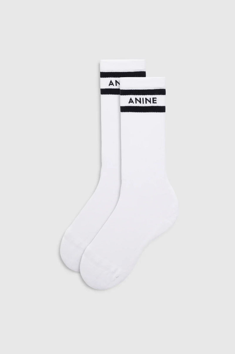 Anine Bing - Sokker - White and Black Stripe - Sully Sporty
